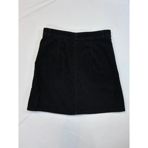 DENIM CO Black Dark Academia Corduroy Button A Line Winter Mini Skirt Size 2 - Picture 8 of 9